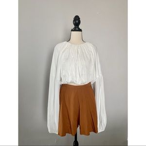 White semi-bubble crop top